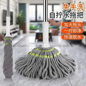 Spin Rotating Cotton Pad Mop (Grey/Green)