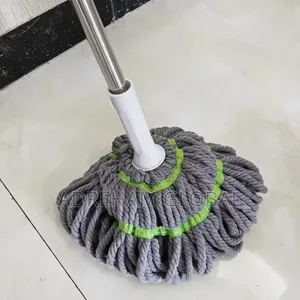Spin Rotating Cotton Pad Mop (Grey/Green)
