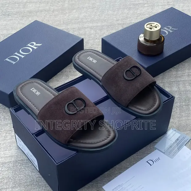 Dior Suede Slides - Men's Brown - 1