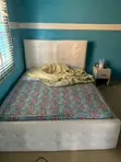 Used 4.5 by 6 Feet Leather Bed Frame - 2