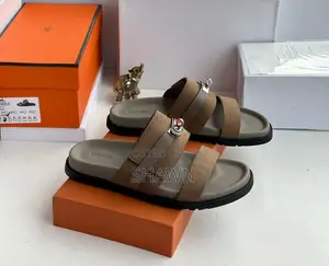 Original Hermes Slippers - Brown Suede