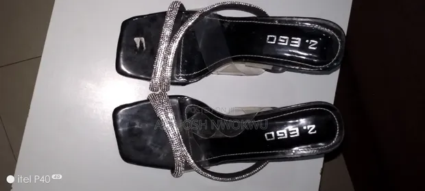 AdaJosh Black Leather Glass Heel Shoes - 1