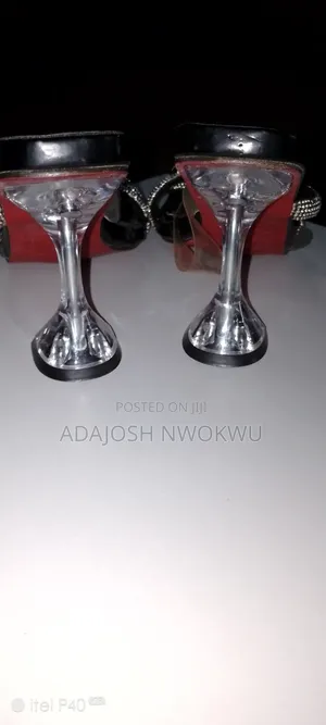 AdaJosh Black Leather Glass Heel Shoes