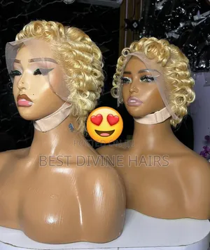 Full Frontal Pixie Cut Wig - 613 Blonde Human Hair
