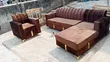 L-Shape Home Couch - Brown Fabric - 1