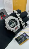 VVS Moissanite G-Shock Luxury Watch & Cross Bracelet Combo - 1