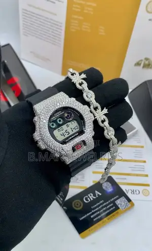 VVS Moissanite G-Shock Luxury Watch & Cross Bracelet Combo