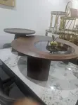 Modern Round Coffee Table Set da Side Table - Walnut - 1
