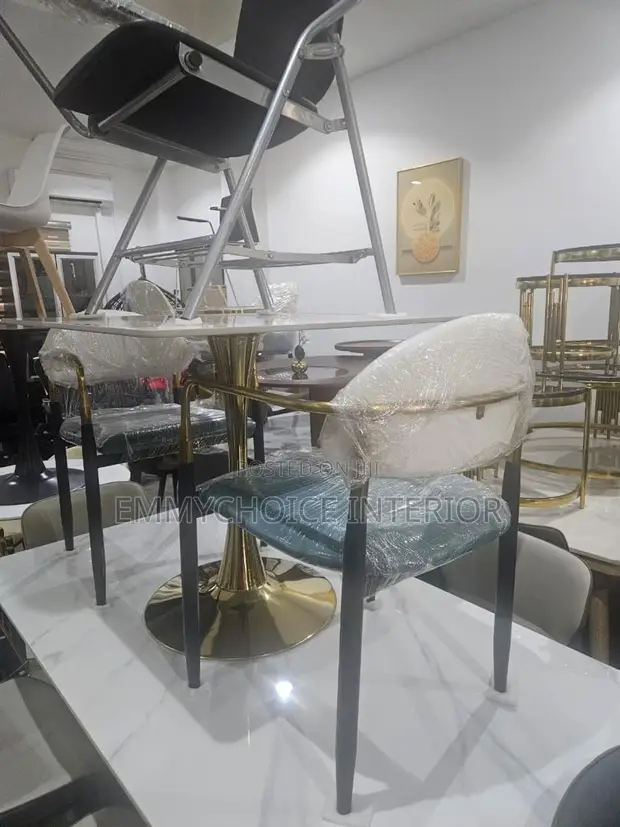 Modern Dining Chairs and Glass Table Set - 1
