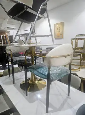 Modern Dining Chairs and Glass Table Set