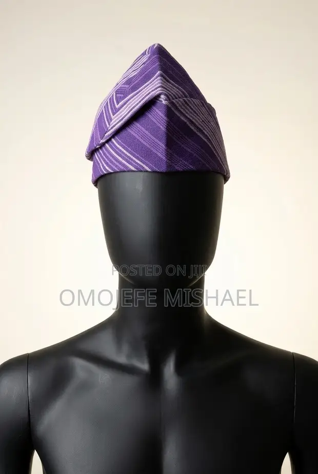 Premium Handcrafted Aso-Oke Fila Cap - Purple - 1