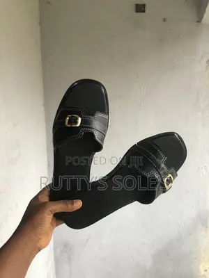 Brand New Black Leather Slippers - Women's