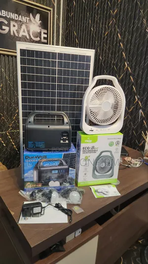 150W Solar Generator Package: 50W Panel, 2 Bulbs, Free Fan