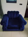 4 Seater Sofa da aka yi amfani da shi - Blue Fabric - 1