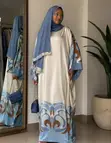 Kyakyawan Boubou na Siliki mai Launi Shuɗi tare da Veils - 2