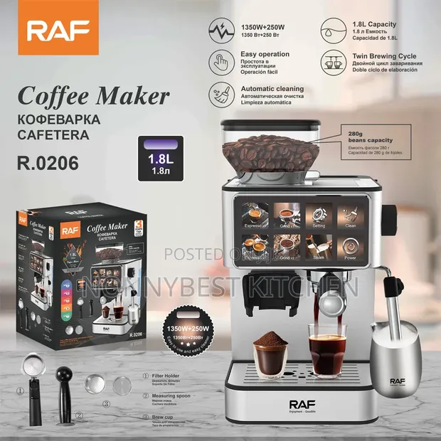 RAF R.0206 1.8L Espresso Coffee Maker with Grinder - 1