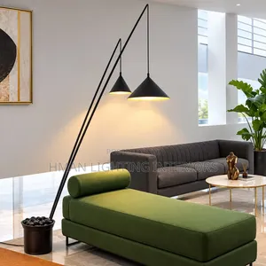 Modern Luxury Floor Lamp - Black Frame, Dual Pendant