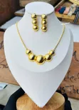 Stainless Steel Textured Gold Ball Necklace - 1