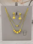 Stainless Steel Textured Gold Ball Necklace - 5