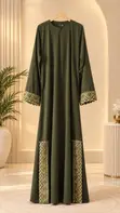 Army Green Abaya Mai Adoji a gefe | Kyakkyawar Jallabiya - 2
