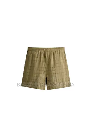Zara Check Jacquard Linen/Cotton Shirts & Bermuda Shorts Set