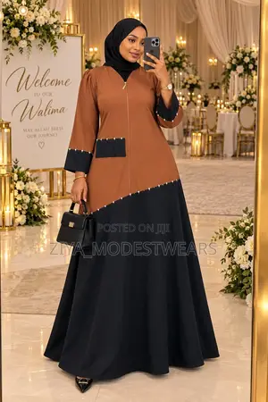 Burnt Orange & Black Stone Abaya | Kyakkyawar Kayan Shafi