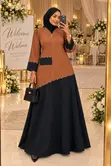 Burnt Orange & Black Stone Abaya | Kyakkyawar Kayan Shafi - 1