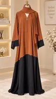 Burnt Orange & Black Stone Abaya | Kyakkyawar Kayan Shafi - 2