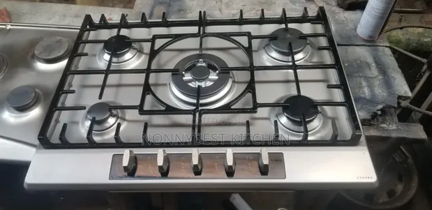 UK Used 5-Burner Stainless Steel Gas Hob - 1
