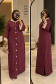 Elegant Striped Kaftan Dress | Office Casual Wear - 1