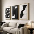 3D Textured Geometric Wall Art Set (Black & White) - 1
