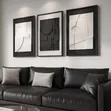 3D Textured Geometric Wall Art Set (Black & White) - 2