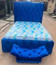 Home Interiors Blue Luxury Bed Frame with Ottoman - 2