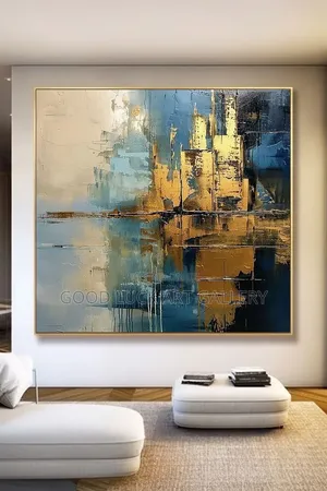 Vertical Abstract Wall Art with Gold Frame