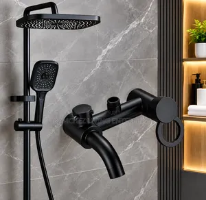 Brimix Matte Black Standing Shower Complete Set