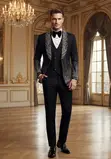 ST Vincent Black Stone Bidded Suit - 1