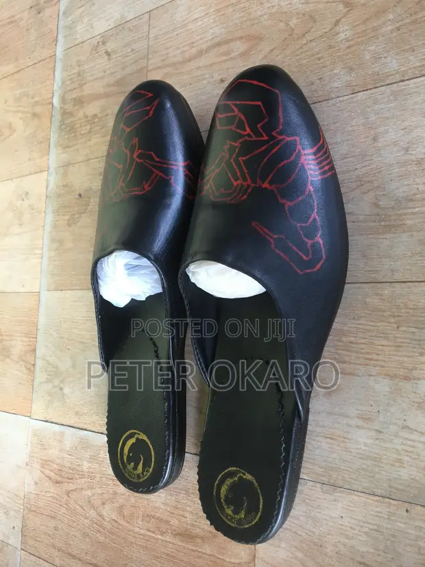 Italian Half Cover Shoes - Black Leather - 1