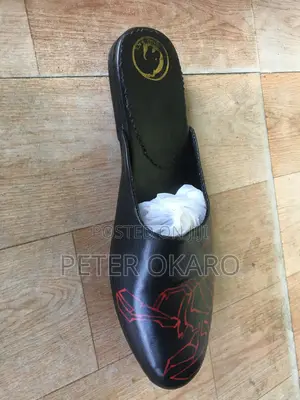 Italian Half Cover Shoes - Black Leather