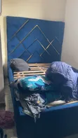 Home Interiors Blue and Gold Bed Frame (4x6) - 1
