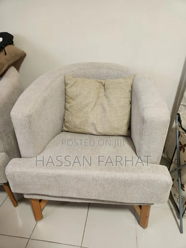 Living Room Armchair - Greige Fabric - 1