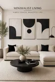 Set of 3 Black and White Abstract Canvas Wall Art - 2