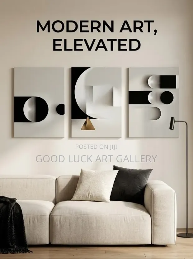 3-Piece Frameless Abstract Geometric Canvas Wall Art Set - 1