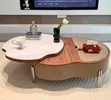 Luxury Turkish Center Table - Marble Top, Natural Wood - 1