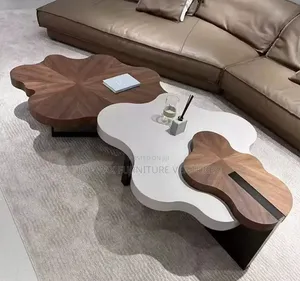 Luxury Turkish Center Table - Marble Top, Natural Wood