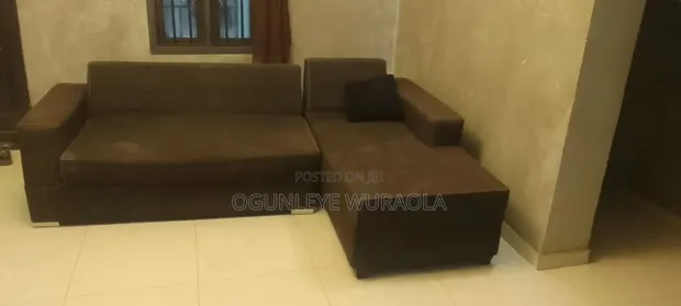 L-Shape Sofa & Glass Dining Table Set - 1