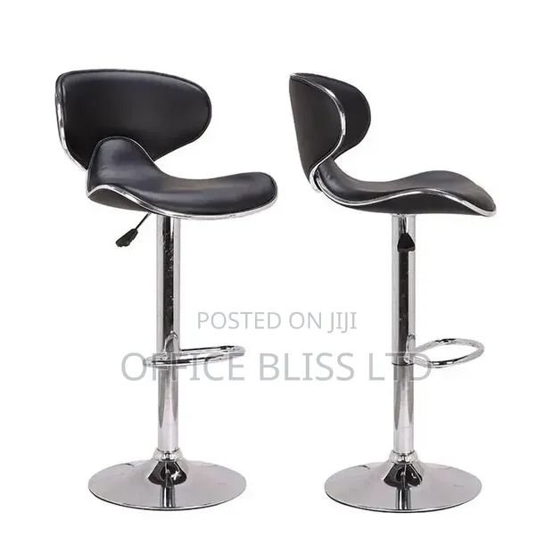 360° Swivel Comfort Leather Bar Stool - Black - 1