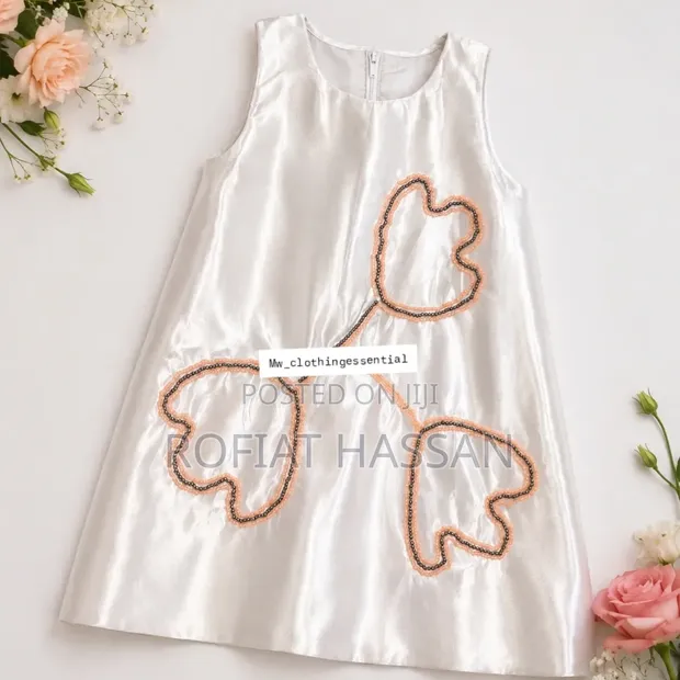 The Children's Place White Sleeveless Beaded Dress (12M) - 1
