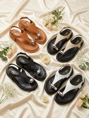 Zara Style Ball Toe Flat Sandals - Tan, Nude, Black, White