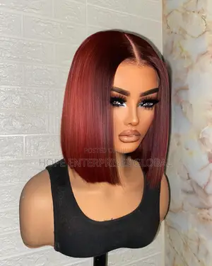 Burgundy Bone Straight Bob Wig - 12 Inch