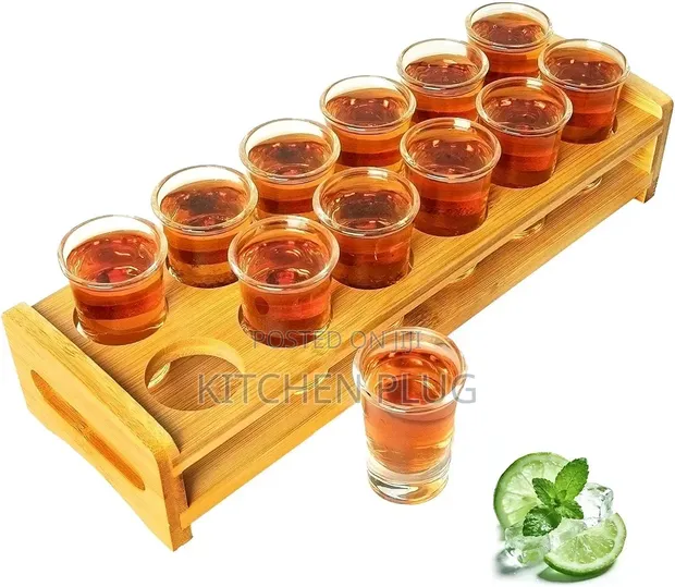 12-Hole Wooden Shot Glass Holder & Organizer Rack - 1